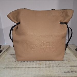 Coach Andy Horse And Carriage Tan Leather Tote Retail Quality